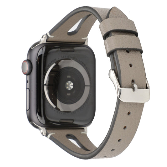 Simple V-shaped Leather Watch Band for Apple Watch Ultra 49mm&Watch Ultra 2 49mm / Series 10 46mm / 9&8&7 45mm / SE 3&SE 2&6&SE&5&4 44mm / 3&2&1 42mm