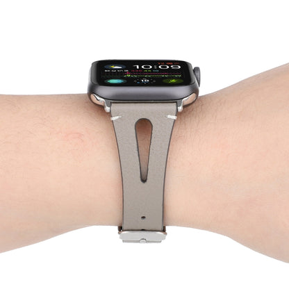 Simple V-shaped Leather Watch Band for Apple Watch Ultra 49mm&Watch Ultra 2 49mm / Series 10 46mm / 9&8&7 45mm / SE 3&SE 2&6&SE&5&4 44mm / 3&2&1 42mm
