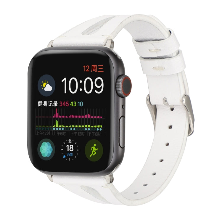 Simple V-shaped Leather Watch Band for Apple Watch Series 7 41mm / 6 & SE & 5 & 4 40mm / 3 & 2 & 1 38mm
