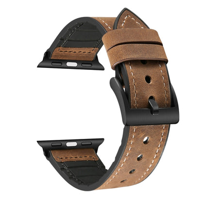 Crazy Horse Texture TPU + Stainless Steel Watch Band for Apple Watch Series 7 45mm / 6 & SE & 5 & 4 44mm / 3 & 2 & 1 42mm, 44mm