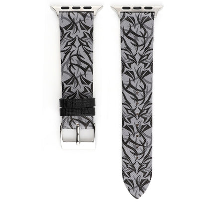 Thorns Printing Genuine Leather Watch Band for Apple Watch Series 10 42mm / 9&8&7 41mm / SE 3&SE 2&6&SE&5&4 40mm / 3&2&1 38mm, 40mm