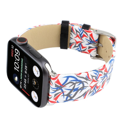 Thorns Printing Genuine Leather Watch Band for Apple Watch Series 10 42mm / 9&8&7 41mm / SE 3&SE 2&6&SE&5&4 40mm / 3&2&1 38mm, 40mm