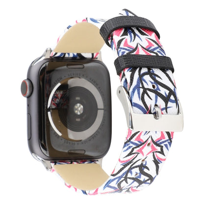 Thorns Printing Genuine Leather Watch Band for Apple Watch Ultra 49mm&Watch Ultra 2 49mm / Series 10 46mm / 9&8&7 45mm / SE 3&SE 2&6&SE&5&4 44mm / 3&2&1 42mm, 44mm