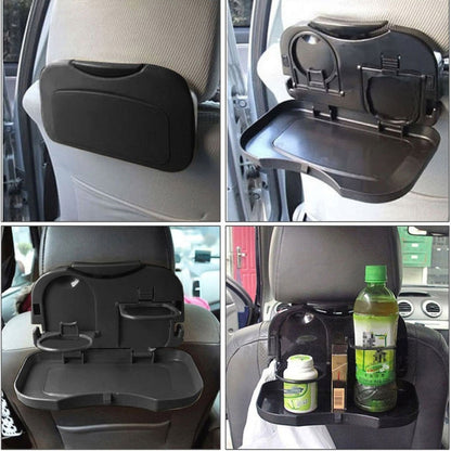 Folding Car Auto Back Seat Table Drink Food Cup Tray Holder Stand Desk, Gray, Beige