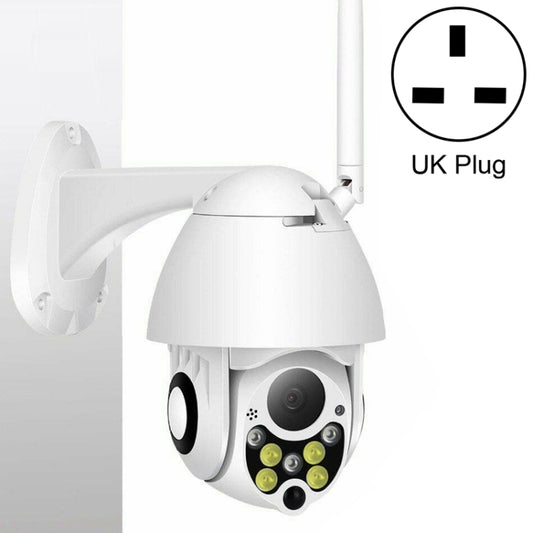Caméra de surveillance sans fil HD PTZ, caméra dôme réseau étanche IP66 pour la sécurité domestique extérieure, prend en charge la vision nocturne et la détection de mouvement et la carte TF, prise américaine, 2,0 MP