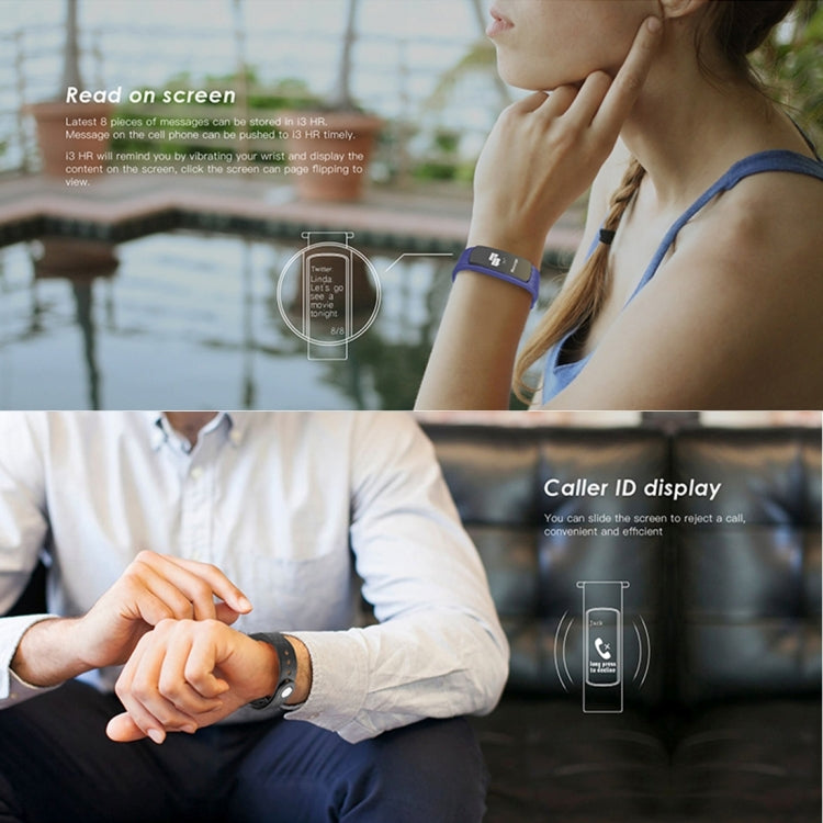 IWOWN i3 HR 0.96 inch OLED Display Bluetooth 4.0 Smart Bracelet, Support Call / Message Display,Time Display, Heart Rate Monitor, Sleep Management, Pedometer, Sedentary Reminder, Compatible with Android and iOS Phones, IWOWN i3 HR Black