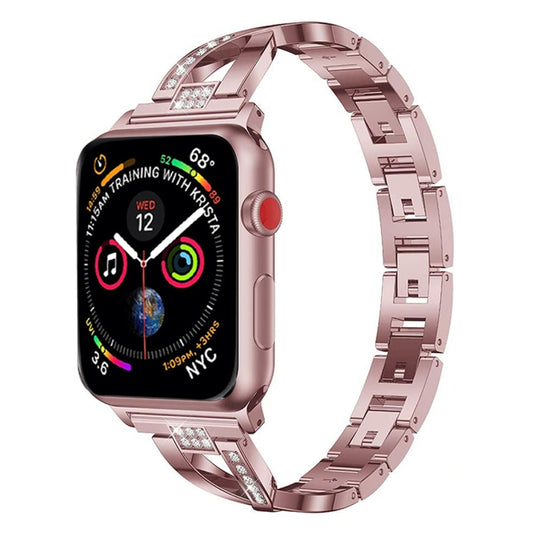 Bracelet de montre en acier inoxydable avec diamants colorés pour Apple Watch Series 7 45 mm / 6 & SE & 5 & 4 44 mm / 3 & 2 & 1 42 mm