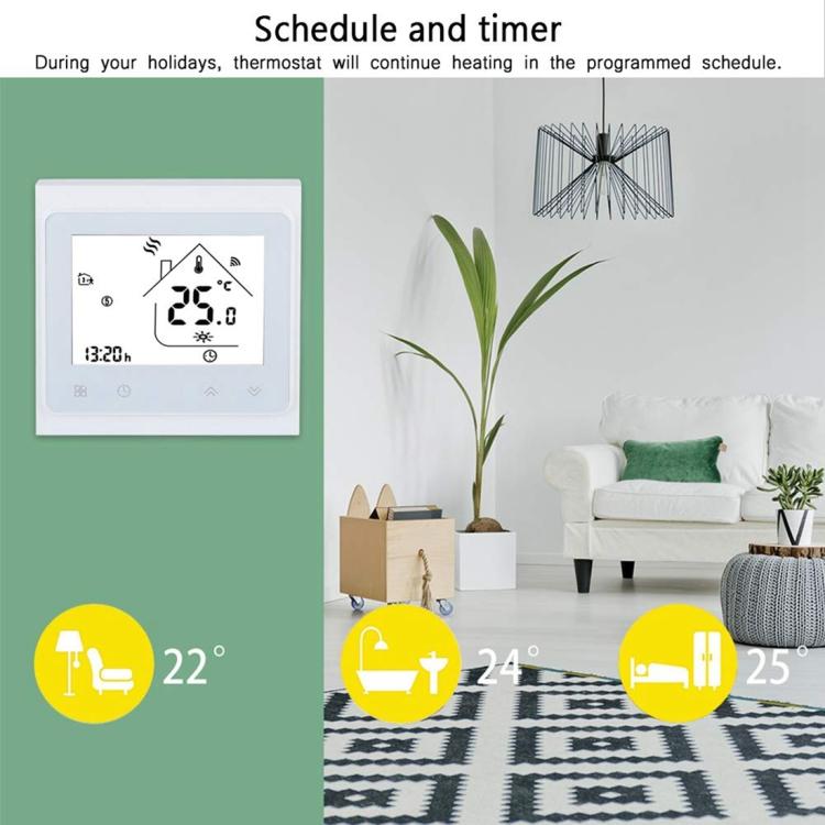 BHT-002GBLW 16A Load Electronic Heating Type LCD Digital Heating Room Thermostat with Sensor & Time Display, WiFi Control