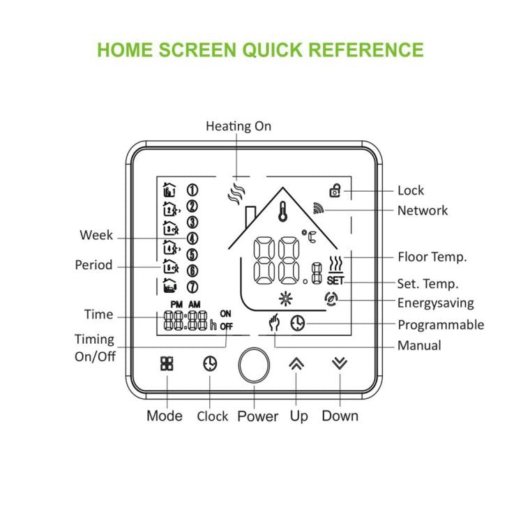 BHT-002GBLW 16A Load Electronic Heating Type LCD Digital Heating Room Thermostat with Sensor & Time Display, WiFi Control