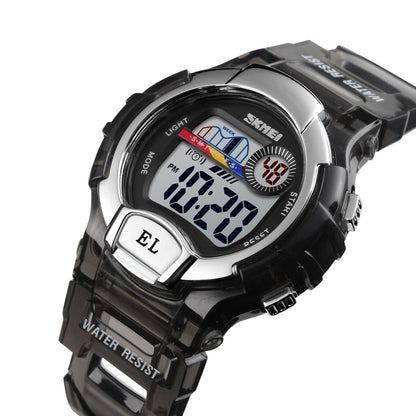 SKMEI 1450 Montre digitale transparente pour femme Étanchéité 50 m Montre de sport avec lumière LED