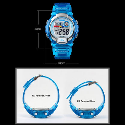 SKMEI 1450 Montre digitale transparente pour femme Étanchéité 50 m Montre de sport avec lumière LED