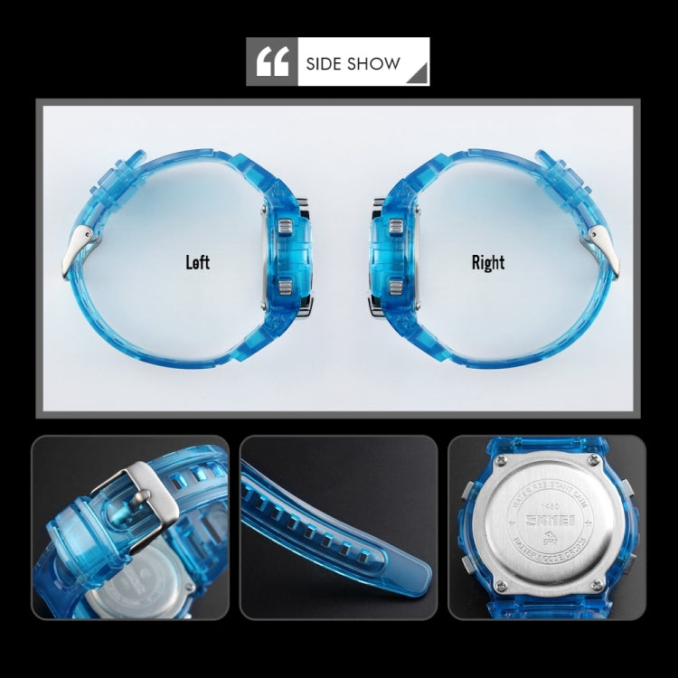 SKMEI 1450 Montre digitale transparente pour femme Étanchéité 50 m Montre de sport avec lumière LED