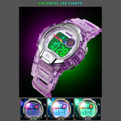 SKMEI 1450 Montre digitale transparente pour femme Étanchéité 50 m Montre de sport avec lumière LED