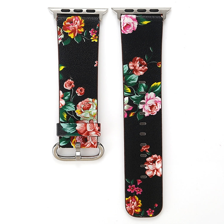 For Apple Watch Ultra 49mm&Watch Ultra 2 49mm / Series 10 46mm / 9&8&7 45mm / SE 3&SE 2&6&SE&5&4 44mm / 3&2&1 42mm Fashion Pastoralism Style Little Floral Pattern Women Watch Leather Watch Band, For 42mm E, For 42mm F, For 42mm A, For 42mm B, For 42mm ...