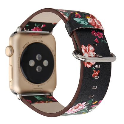 For Apple Watch Ultra 49mm&Watch Ultra 2 49mm / Series 10 46mm / 9&8&7 45mm / SE 3&SE 2&6&SE&5&4 44mm / 3&2&1 42mm Fashion Pastoralism Style Little Floral Pattern Women Watch Leather Watch Band, For 42mm E, For 42mm F, For 42mm A, For 42mm B, For 42mm ...