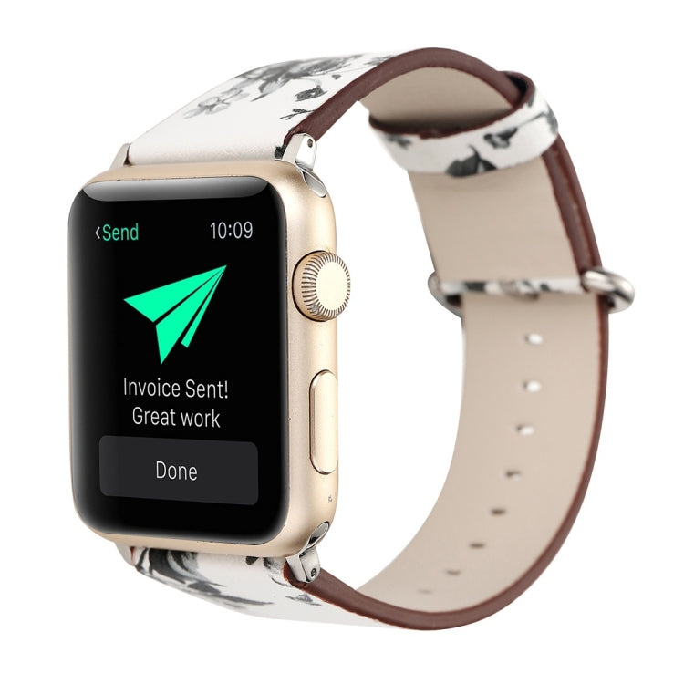 For Apple Watch Ultra 49mm&Watch Ultra 2 49mm / Series 10 46mm / 9&8&7 45mm / SE 3&SE 2&6&SE&5&4 44mm / 3&2&1 42mm Fashion Pastoralism Style Little Floral Pattern Women Watch Leather Watch Band, For 42mm E, For 42mm F, For 42mm A, For 42mm B, For 42mm ...