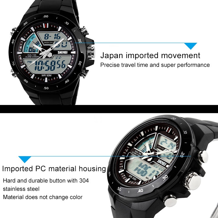 Montre numérique double étanche SKMEI 1016 multifonctionnelle pour homme, sports de plein air, noctilucente