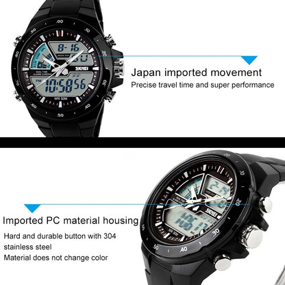 Montre numérique double étanche SKMEI 1016 multifonctionnelle pour homme, sports de plein air, noctilucente