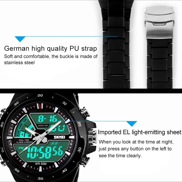 Montre numérique double étanche SKMEI 1016 multifonctionnelle pour homme, sports de plein air, noctilucente