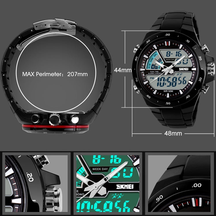 Montre numérique double étanche SKMEI 1016 multifonctionnelle pour homme, sports de plein air, noctilucente