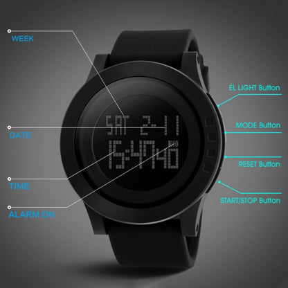 SKMEI 1142 Multifunctional Men Outdoor Sports Noctilucent Waterproof Silica Gel Digital Watch