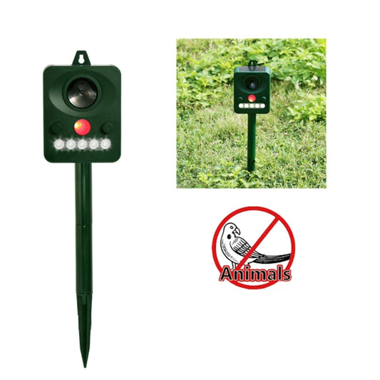 Répulsif d'animaux ultrasonique LED solaire écologique blanc + lumière rouge avec panneau solaire 6,5 V / 0,1 W, capteur PIR et capteur de lumière, certifié CE / ROHS, RC-510