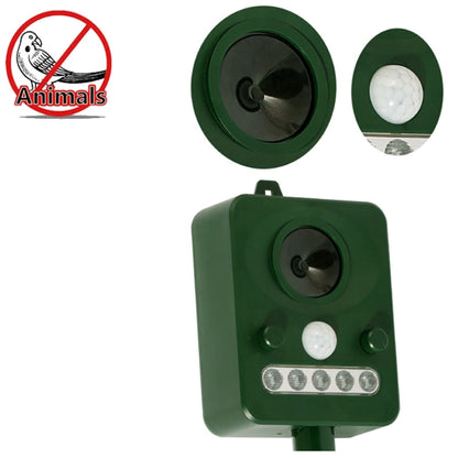 Répulsif d'animaux ultrasonique LED solaire écologique blanc + lumière rouge avec panneau solaire 6,5 V / 0,1 W, capteur PIR et capteur de lumière, certifié CE / ROHS, RC-510