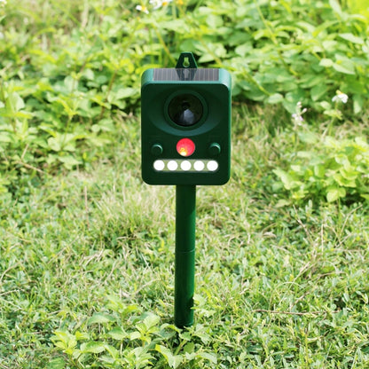 Répulsif d'animaux ultrasonique LED solaire écologique blanc + lumière rouge avec panneau solaire 6,5 V / 0,1 W, capteur PIR et capteur de lumière, certifié CE / ROHS, RC-510
