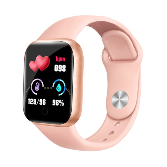 Montre intelligente Y68 1,44 pouce, prise en charge de la surveillance de la fréquence cardiaque, de la pression artérielle et de l'oxygène sanguin, Y68 Noir, Y68 Rose, Y68 Blanc