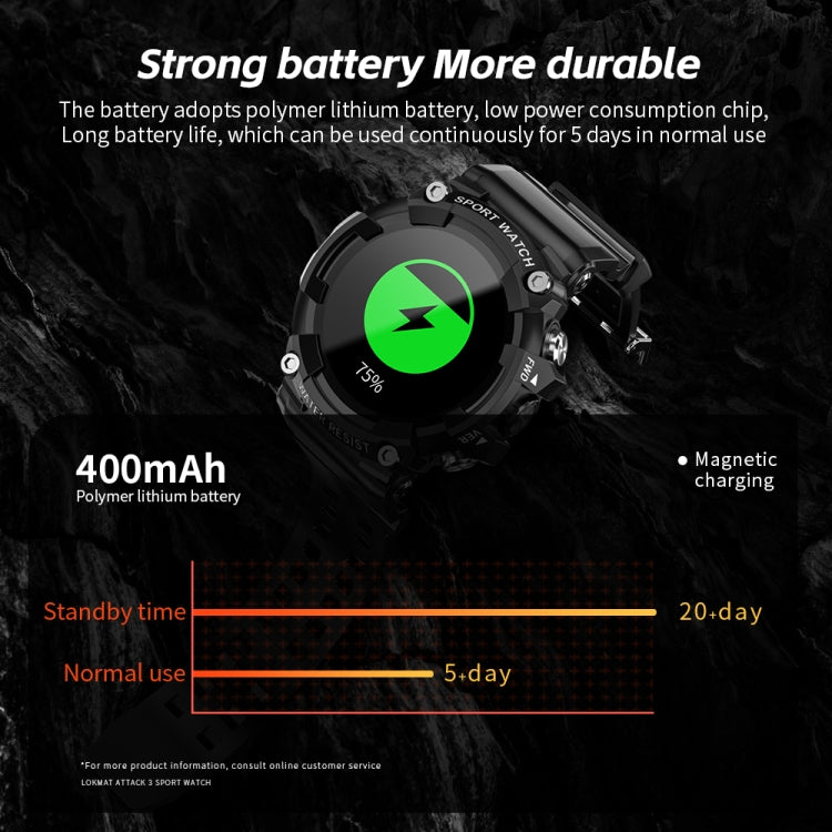 LOKMAT ATTACK 3 Montre Connectée Sport et Fitness avec Écran TFT de 1,28 pouces, Prise en Charge des Appels Bluetooth, ATTACK 3