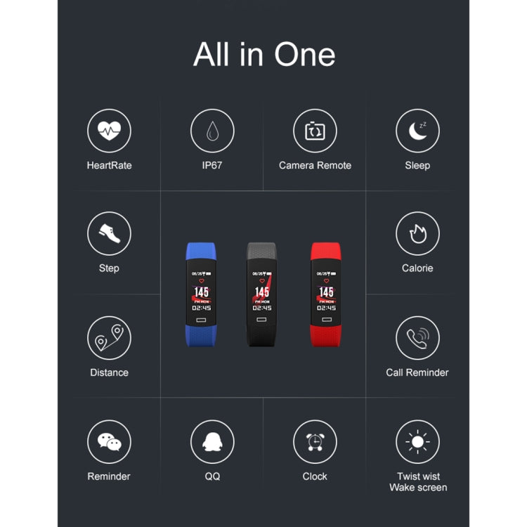 TLW B6 Fitness Tracker 0.96 inch TFT Screen Wristband Smart Bracelet, IP67 Waterproof, Support Sports Mode / Continuous Heart Rate Monitor / Sleep Monitor / Information Reminder, B6 Red, B6 Black, B6 Blue