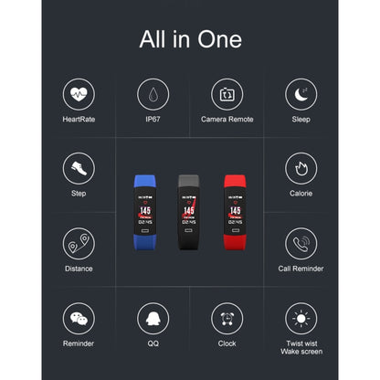 TLW B6 Fitness Tracker 0.96 inch TFT Screen Wristband Smart Bracelet, IP67 Waterproof, Support Sports Mode / Continuous Heart Rate Monitor / Sleep Monitor / Information Reminder, B6 Red, B6 Black, B6 Blue