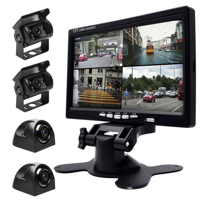 Hd Rear Vision Camera K0164 7 inch HD Car 18 IR Night Vision Rear View Backup Four Cameras ...