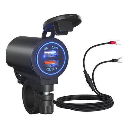 ZH-723F5 Chargeur de voiture / moto double USB à charge rapide QC3.0 pour téléphone portable
