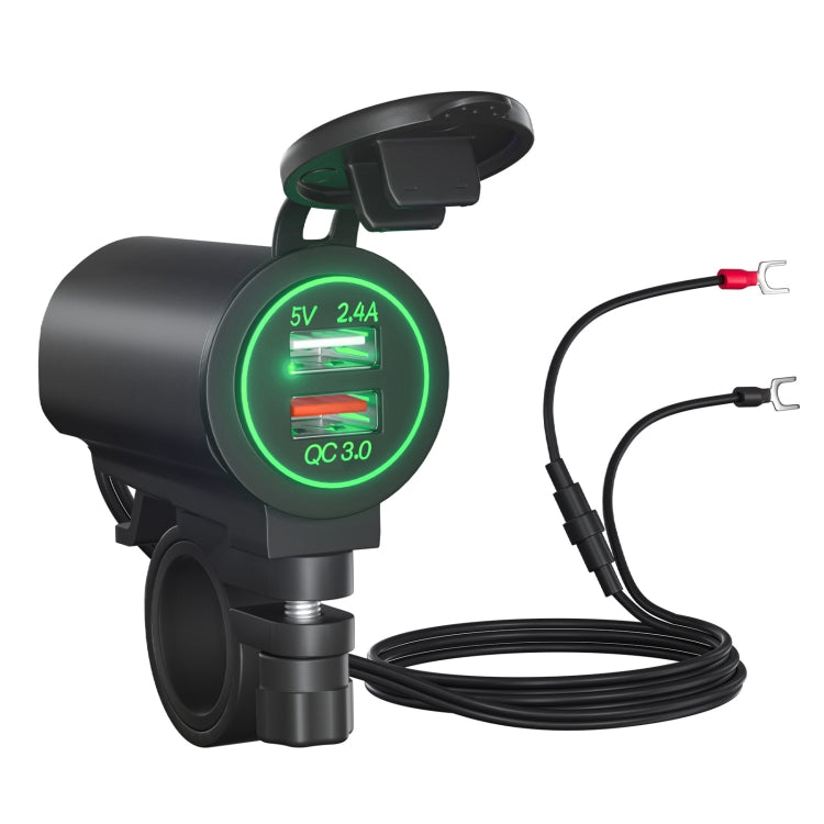 ZH-723F5 Chargeur de voiture / moto double USB à charge rapide QC3.0 pour téléphone portable