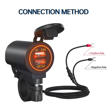 ZH-723F5 Chargeur de voiture / moto double USB à charge rapide QC3.0 pour téléphone portable