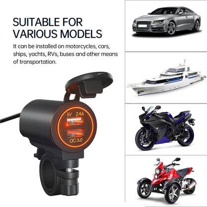 ZH-723F5 Chargeur de voiture / moto double USB à charge rapide QC3.0 pour téléphone portable
