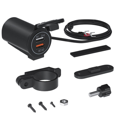 ZH-723F5 Chargeur de voiture / moto double USB à charge rapide QC3.0 pour téléphone portable
