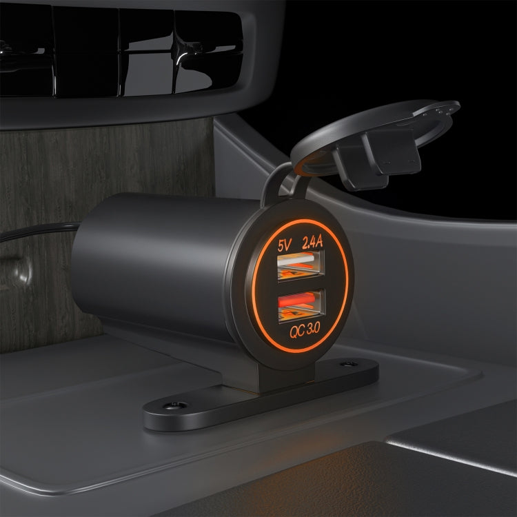 ZH-723F5 Chargeur de voiture / moto double USB à charge rapide QC3.0 pour téléphone portable