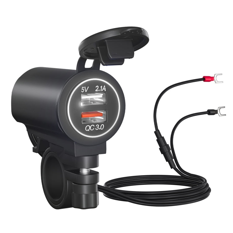 ZH-723F5 Chargeur de voiture / moto double USB à charge rapide QC3.0 pour téléphone portable