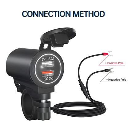 ZH-723F5 Car / Motorcycle QC3.0 Cell Phone Fast Charging Dual USB Car Charger
