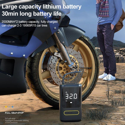 ATJ-8466 Pompe à air portable pour pneus de voiture, affichage numérique, pompe à air électrique sans fil, style : batterie au lithium, style batterie au lithium