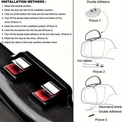 3R-091 Car Blind Spot Left Rear View Wide Angle Adjustable Mirror, 3R-091, 3R-091 (Black)