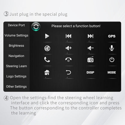 DQX-999A Multifunctional Steering Wheel Button Controller Car DVD Screen Wireless Remote Control, DQX-999A