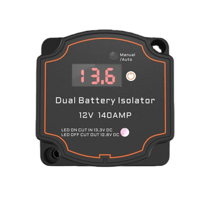 IP68 12V 140A Car Yacht RV Smart Dual Battery Isolation Controller VSR Digital Display Voltmeter, with Digital Display Voltmeter