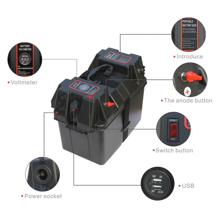 Outdoor Portable Multifunctional Battery Box 12V USB Output Emergency Power Supply