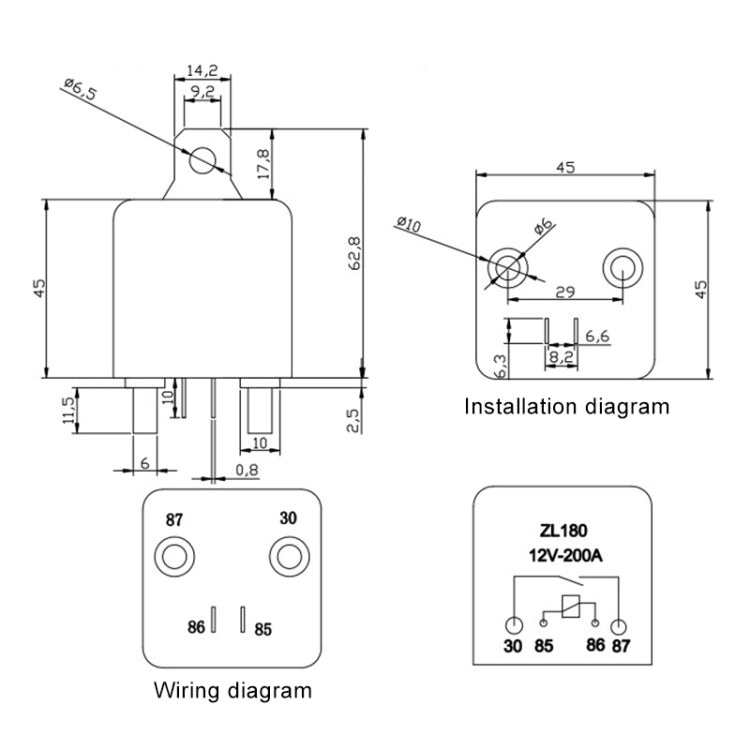 12V 200A Car Start Relay with Accessories, 12V