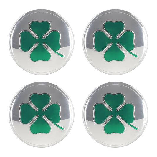 4 in 1 Car Four Leaf Clover Pattern Wheel Hub Decorative Sticker Silver, Diameter: 5.8cm, Four Leaf Clover Pattern Silver