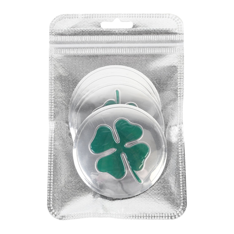 4 in 1 Car Four Leaf Clover Pattern Wheel Hub Decorative Sticker Silver, Diameter: 5.8cm, Four Leaf Clover Pattern Silver