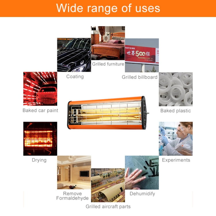 220V 1050W Heat Light Infrared Dryer Spray Paint Heating Curing Lamp Baking Booth Heater, US Plug, 1050W, US Plug